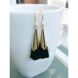 Gold and Black Fringe Earrings